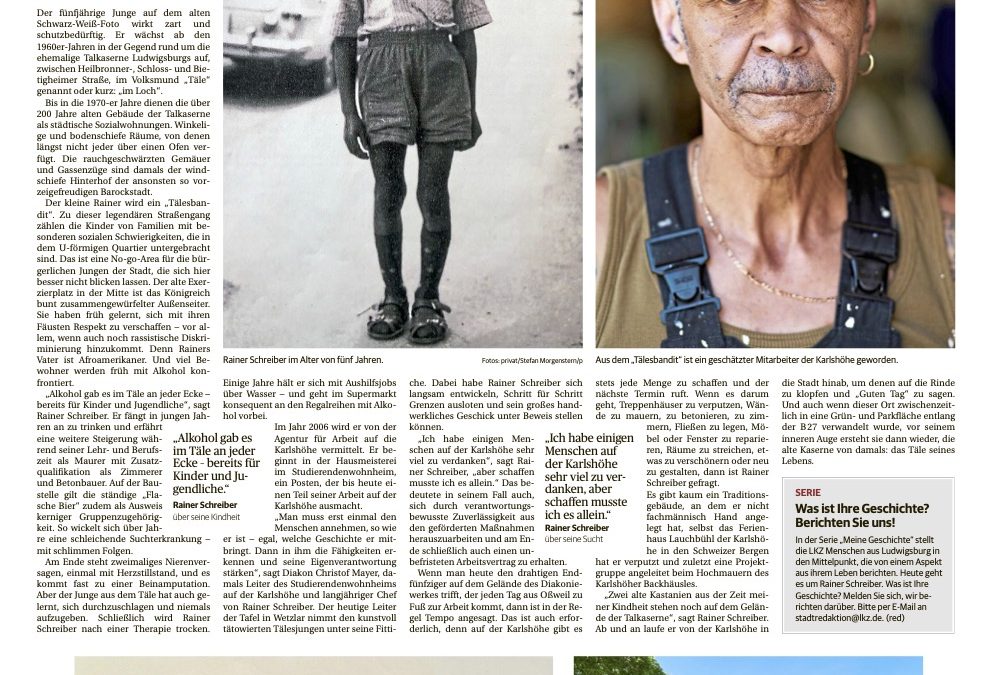 Porträt von Karlshöhe-Mitarbeiter Rainer Schreiber in der LKZ