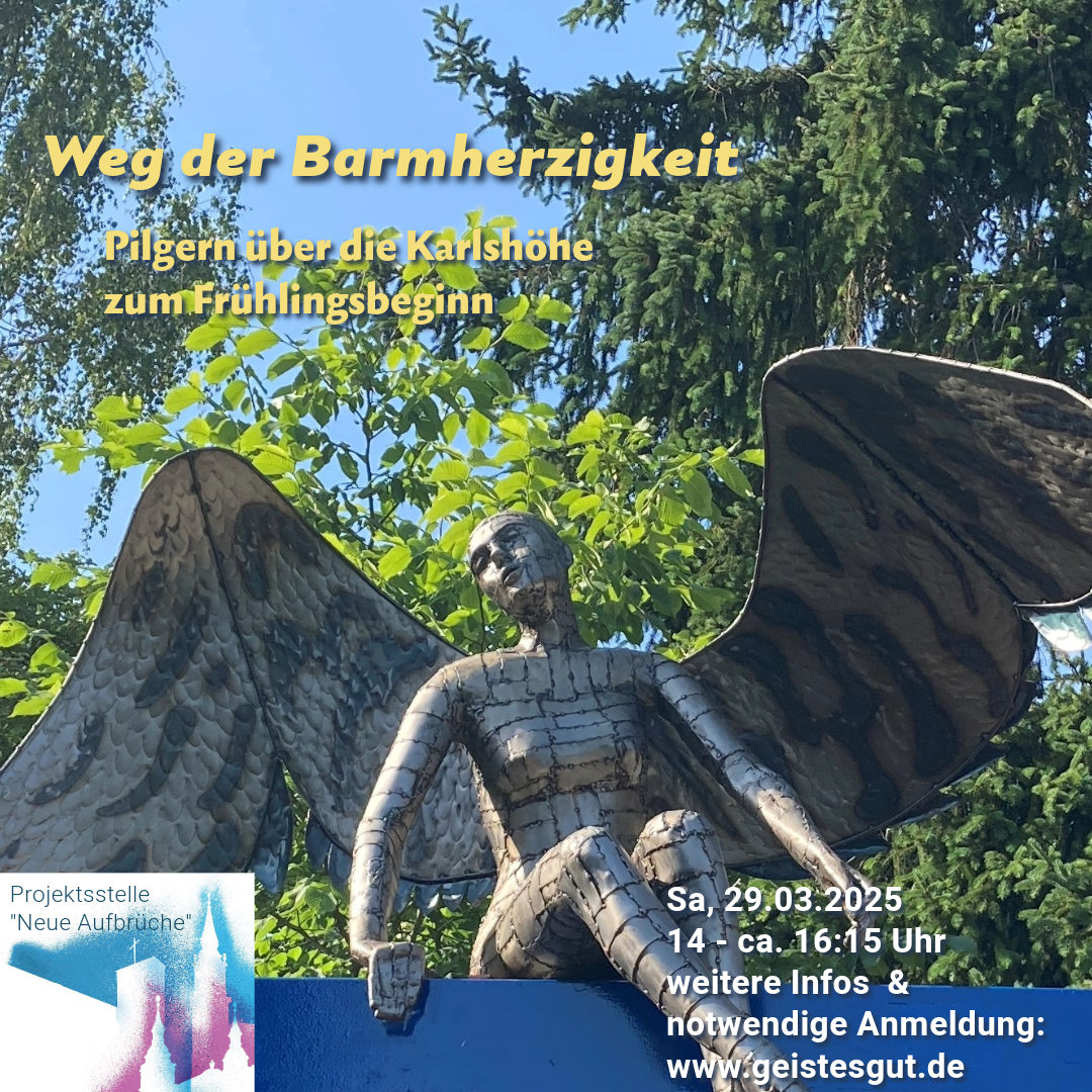 Das Bild zeigt ein Plakat mit einem Engel aus Metal.