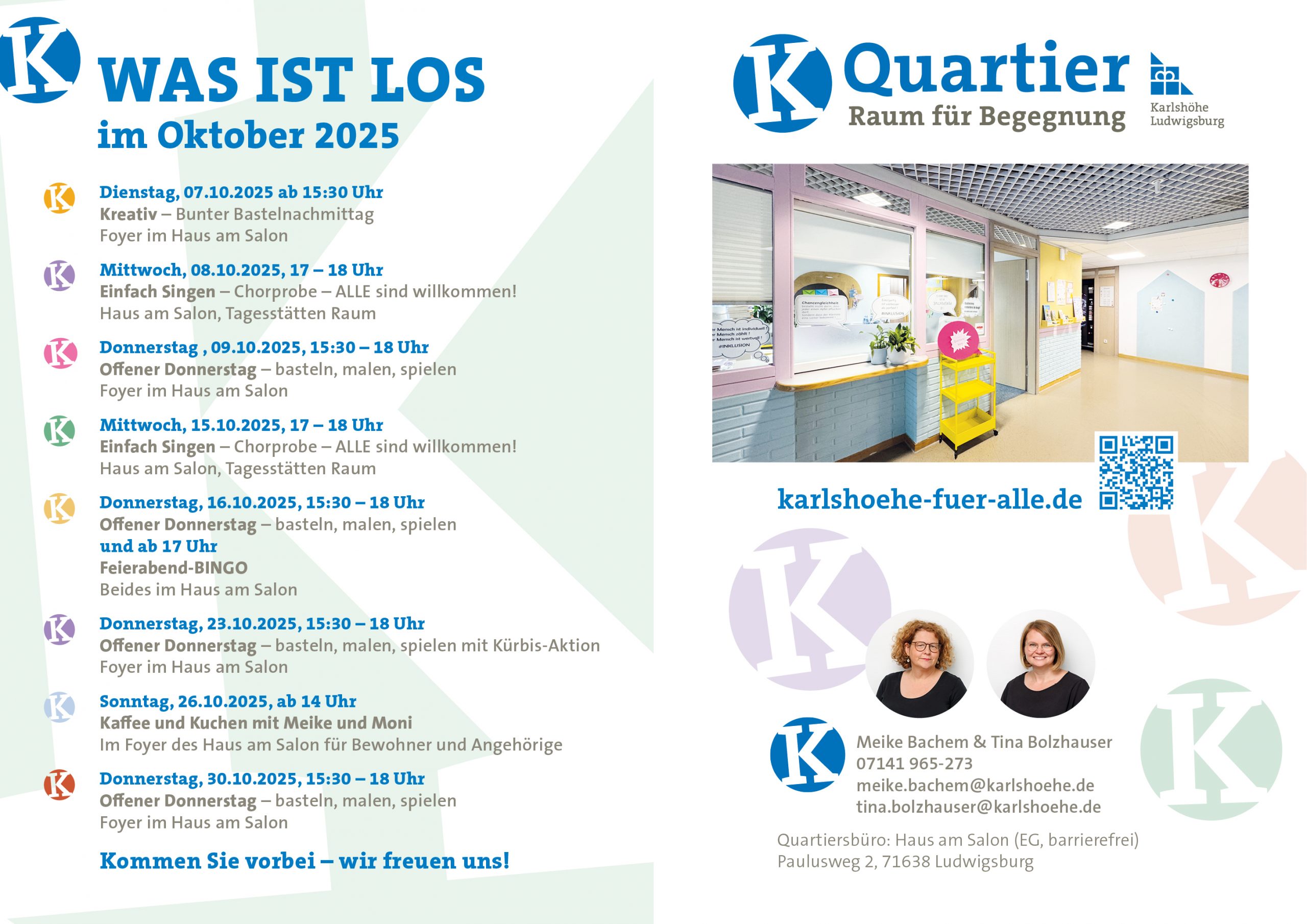 Ein Plakat mit Osterhasen aus Stoff, das den Ostermarkt im Lädle im Höfle der Karlshöhe bewirbt. 