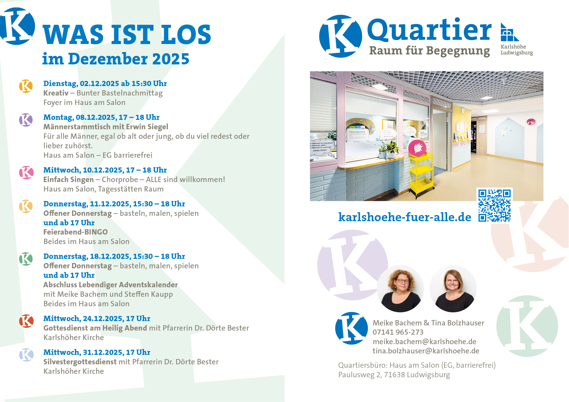 Ein Plakat mit Osterhasen aus Stoff, das den Ostermarkt im Lädle im Höfle der Karlshöhe bewirbt. 