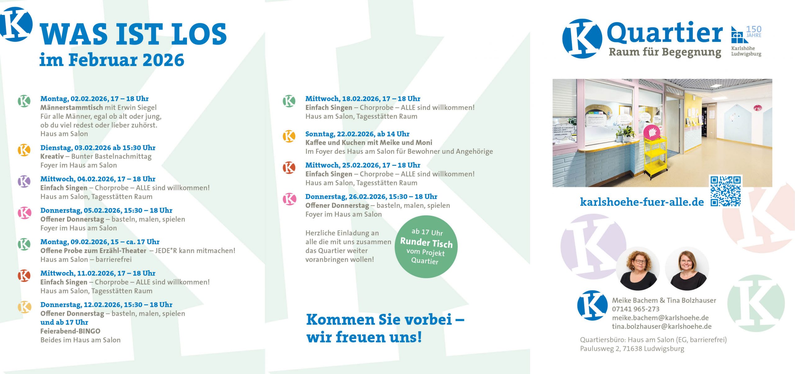 Das Bild zeigt den aktuellen Newsletter von K-Quartier mit aktuellen Daten.