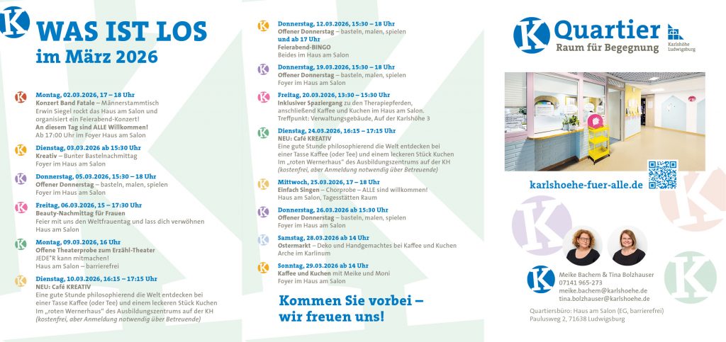 KH_2026_UE_03_K-Quartier_Termine_3_2026_Newsletter_A5_V01 Das Bild zeigt den aktuellen Newsletter von K-Quartier mit aktuellen Daten.