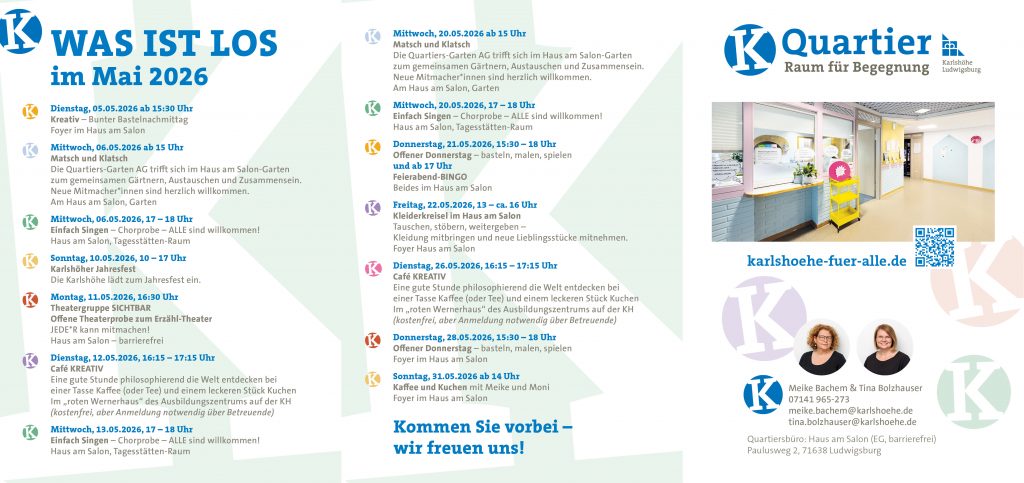 Das Bild zeigt den aktuellen Newsletter von K-Quartier mit aktuellen Daten.