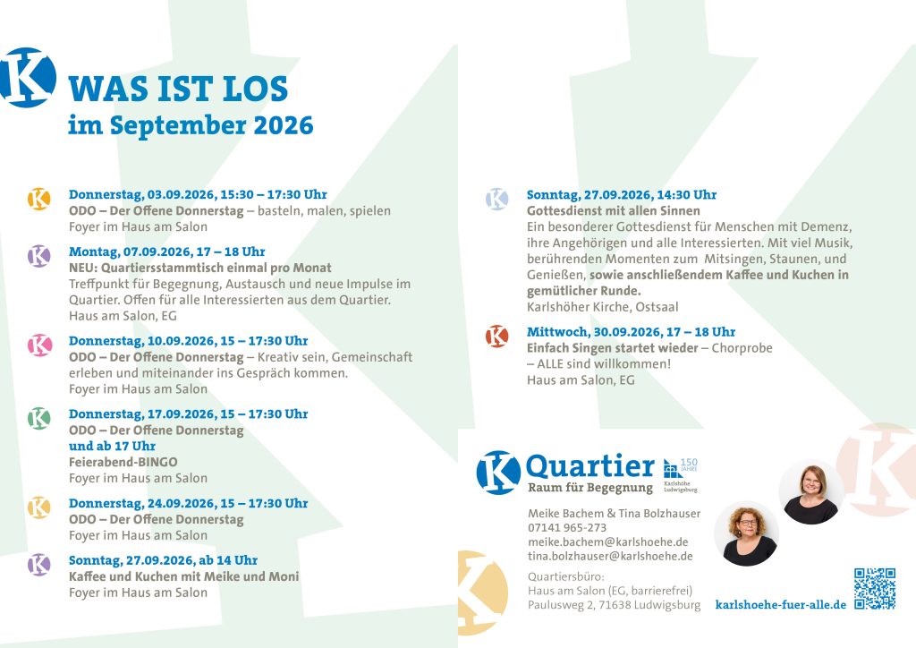 Das Bild zeigt den aktuellen Newsletter von K-Quartier mit aktuellen Daten.